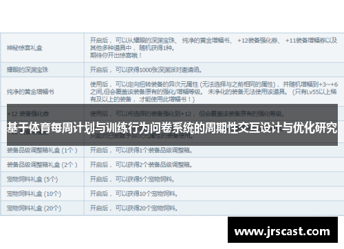 基于体育每周计划与训练行为问卷系统的周期性交互设计与优化研究